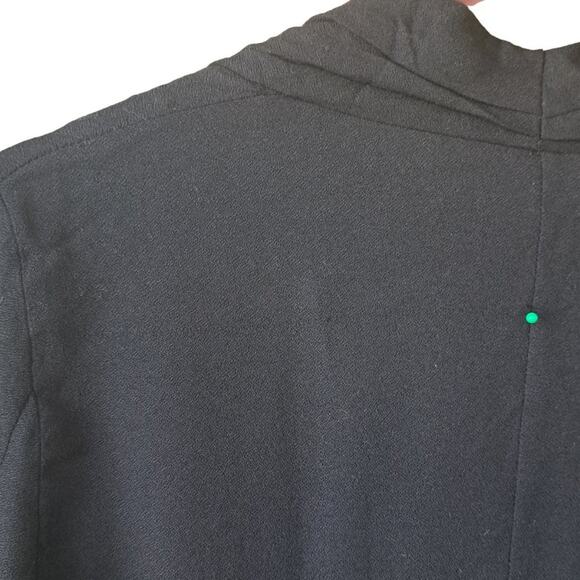 Helmut Lang Morse Long-Sleeve Draped Top in Black Crepe Tunic V-neck - Picture 12 of 15